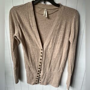 Snap Cardigan In Oatmeal Beige